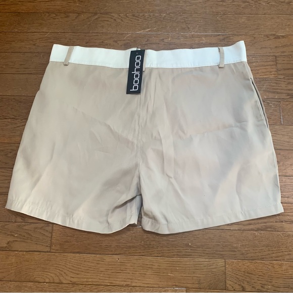 Boohoo Womens Contrast Waist Tailored Short | US 10, UK 14 | Beige NEW - Picture 4 of 14